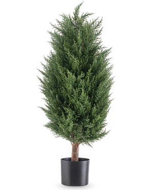 La plante artificielle Conifer deluxe UV 90 cm est une plante artificielle à feuilles persistantes luxuriante et verte avec un feuillage dense dans un pot noir - une plante sans entretien qui reste vibrante dans n'importe quel environnement.