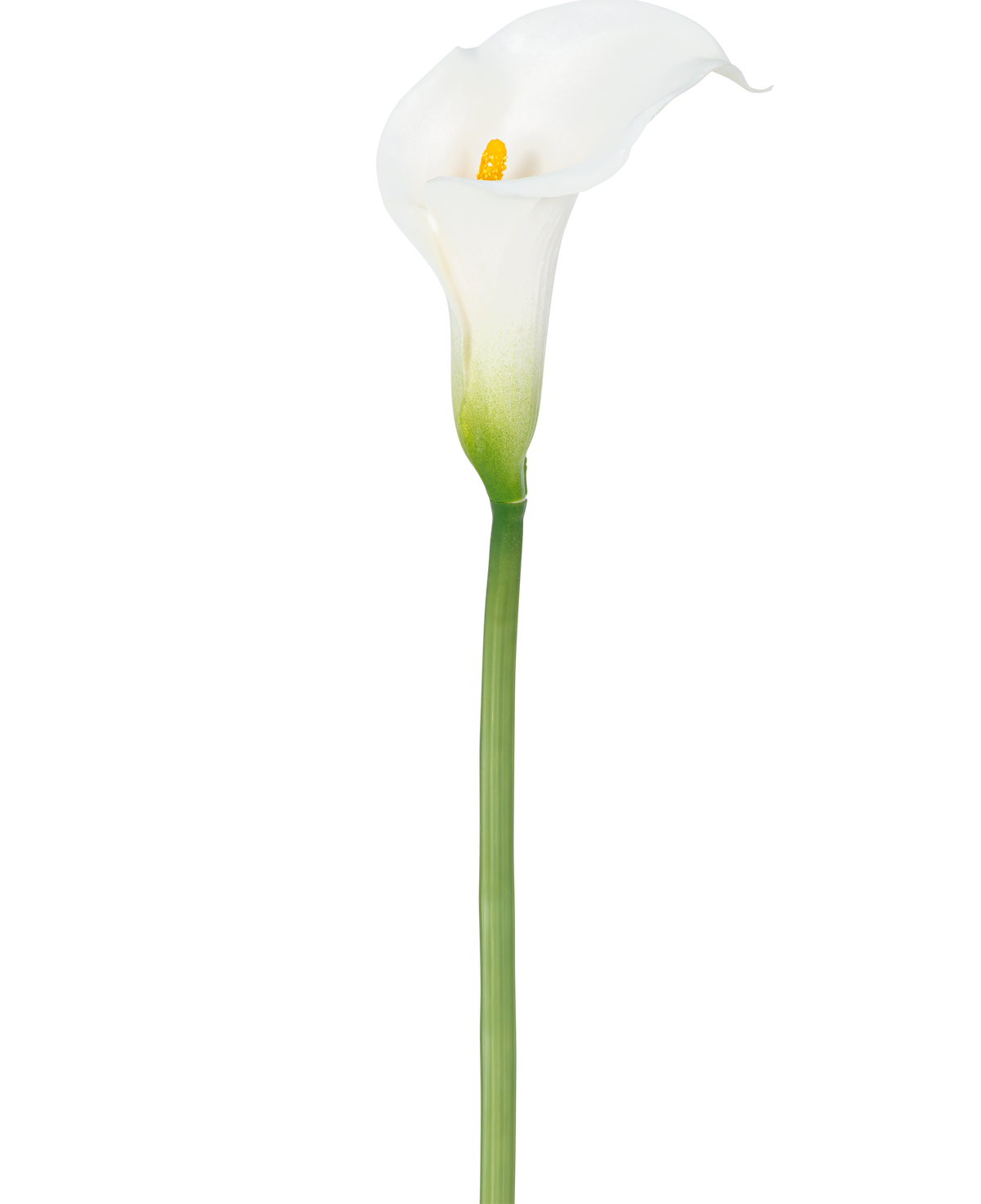 Un lys artificiel de 84 cm blanc avec un coeur jaune.
