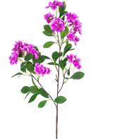 La fleur artificielle boule de neige Real Touch Violet 80 cm présente une seule tige avec plusieurs grappes de fleurs violettes vibrantes et de feuilles vertes luxuriantes, joliment présentées sur un fond blanc.