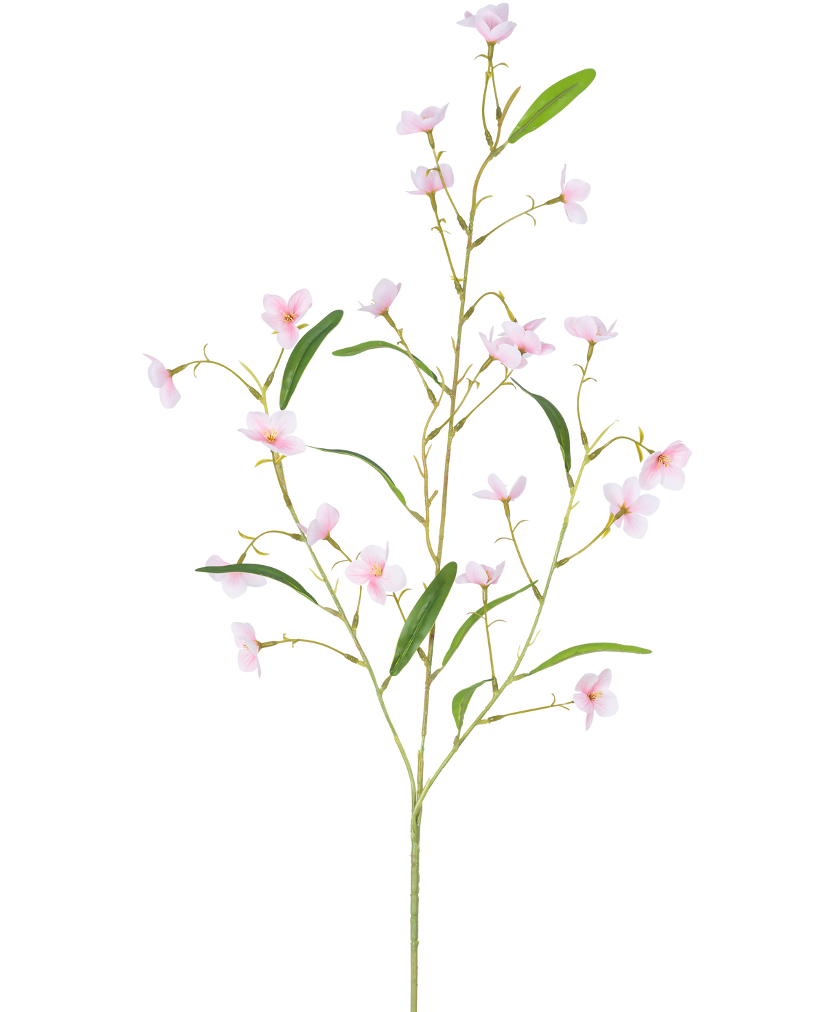 La Fleur Artificielle Alstroemeria Real Touch Rose 100 cm a une tige unique avec de multiples branches fines, des feuilles vertes et de petites fleurs roses à cinq pétales réparties le long de la tige - le tout sur un fond blanc.