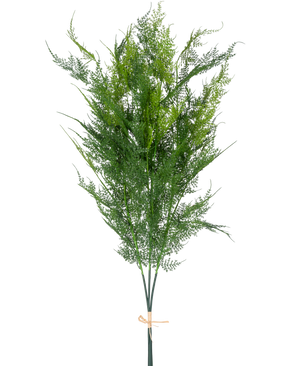 La Branche Artificielle Fougère Deluxe 127 cm possède de hautes fougères artificielles vert clair, regroupées avec une corde de couleur beige, sur un fond blanc uni.