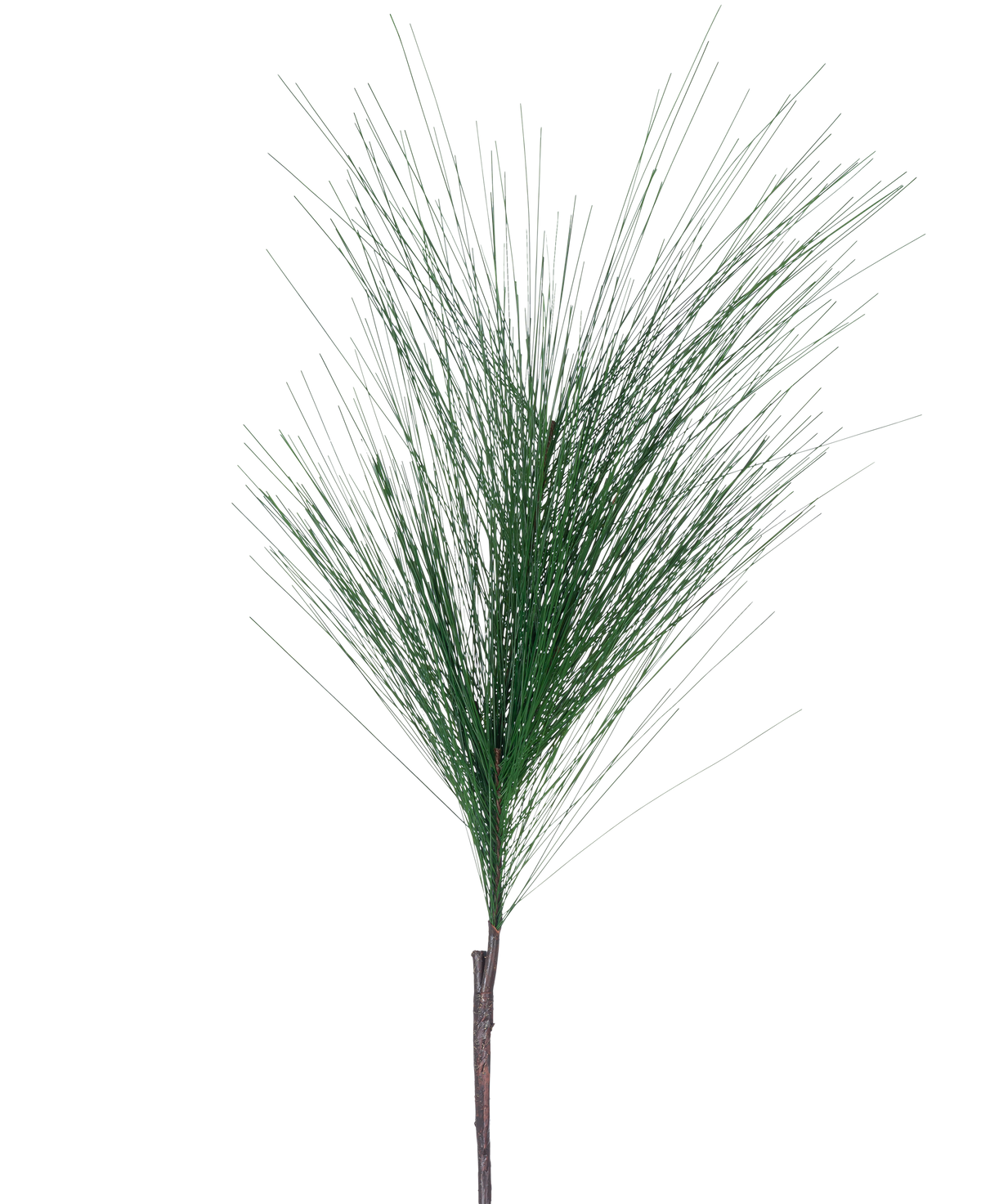 La Branche Artificielle Aiguille de Pin 109 cm vert possède une seule branche de pin artificiel avec de longues et fines aiguilles vertes et un tronc marron, isolé sur un fond blanc.