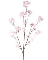 La Fleur de Cerisier Artificielle 130 cm rose clair possède plusieurs tiges fines avec des bouquets de délicates fleurs de cerisier rose clair, joliment disposées et isolées sur un fond blanc.