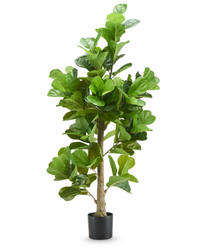Le plant de tabac artificiel de 180 cm possède des feuilles vertes larges et hautes et est présenté dans un pot noir sur un fond blanc uni.