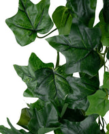 Gros plan de Lierre Artificiel 180 cm vert : plusieurs feuilles de lierre vert artificiel avec nervures visibles et texture réaliste, sur fond blanc.