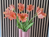 Bouquet de fleurs artificielles en soie, perruche française, tulipe, corail
