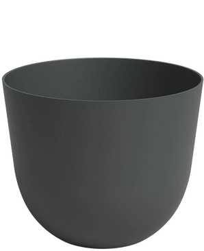 La jardinière Havanna Ø20 cm x H17 cm est une jardinière ronde en plastique uni, gris foncé, avec des côtés lisses et une finition mate, présentée sur un fond blanc.