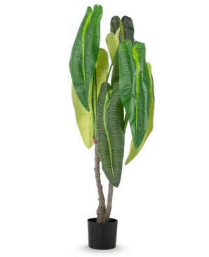 Une plante artificielle Anthurium de 150 cm à grandes feuilles en pot.
