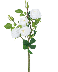 Branche de rose artificielle double Real Touch blanc 80cm