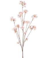 La Fleur Artificielle Fleur de Cerisier 130 cm blush possède de multiples tiges fines avec des bouquets de délicates fleurs de cerisier rose clair sur un fond blanc uni.