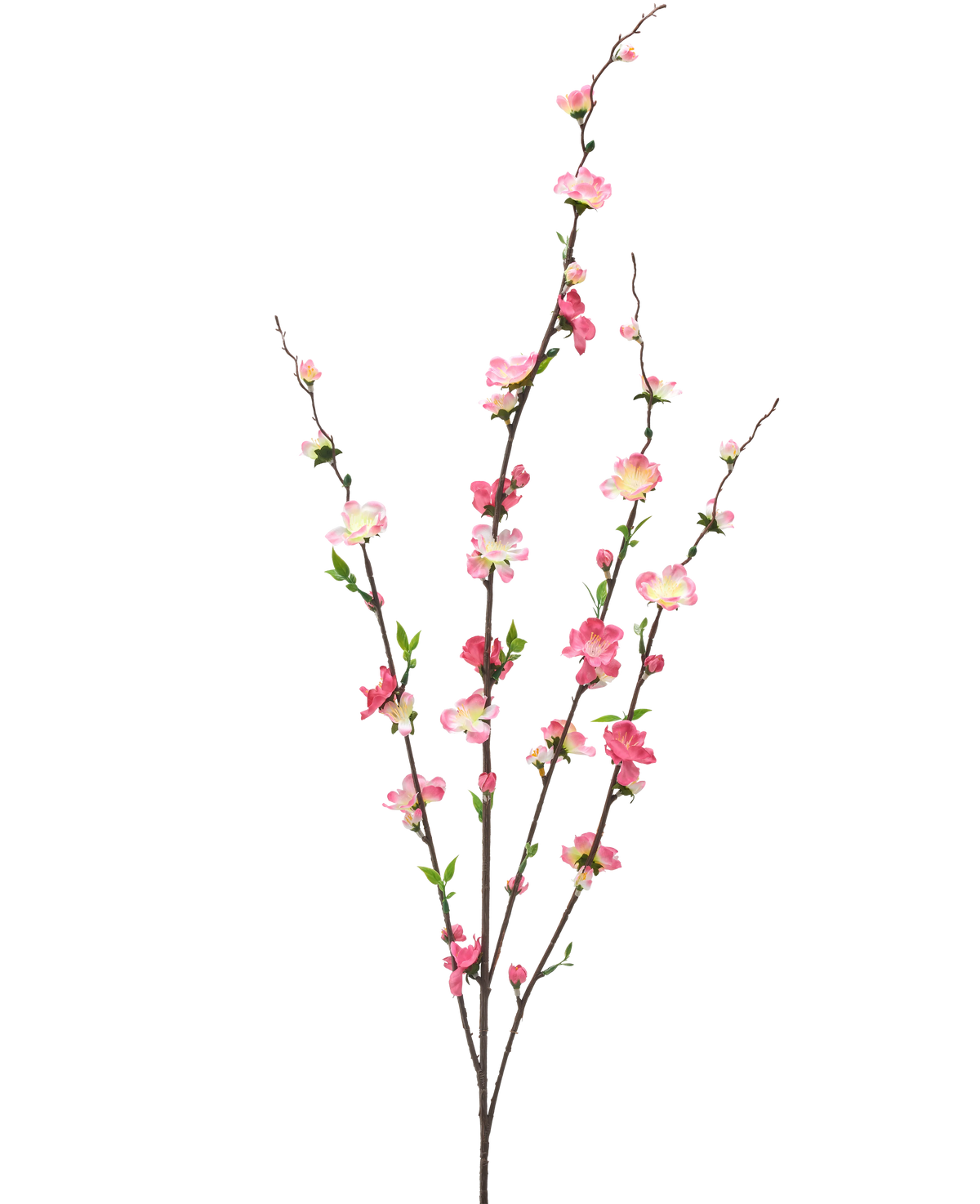 La Fleur Artificielle Blossom 93 cm fuchsia/rose a trois branches fines avec de petites feuilles vertes et des grappes de fleurs fuchsia et roses, isolées sur un fond blanc.