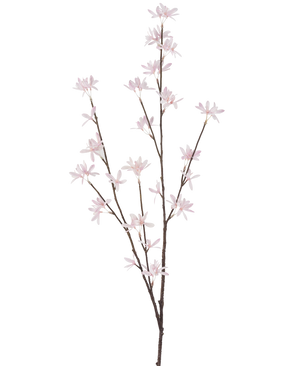 La Fleur Artificielle Wildflowers 112 cm rose clair est une branche unique marron dotée de multiples tiges fines, chacune décorée de petites fleurs délicates rose clair, disposées sur un fond uni blanc.