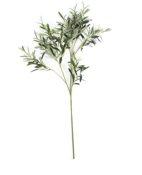 La feuille d'olivier artificielle 90 cm ignifuge possède des feuilles fines et des tiges multiples, idéales comme décoration méditerranéenne. Résistant aux UV et ignifuge, isolé sur fond blanc.