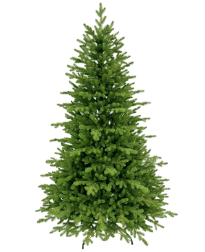 L'arbre de Noël artificiel "Vinje" 100 % PE est un arbre de Noël artificiel vert et luxuriant avec des branches denses en PE et une forme symétrique et naturelle, qui se dresse non décoré sur un fond blanc uni.