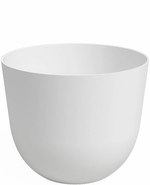 Le Jardinière Havanna Ø30cm x H25cm est un pot de fleurs rond uni, blanc avec une surface lisse et un design minimaliste, présenté vide sur un fond blanc.