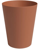 Une jardinière Porto simple et cylindrique (Ø30 cm x H40 cm) avec un dessus légèrement évasé et une finition en plastique marron, présentée sur un fond blanc.