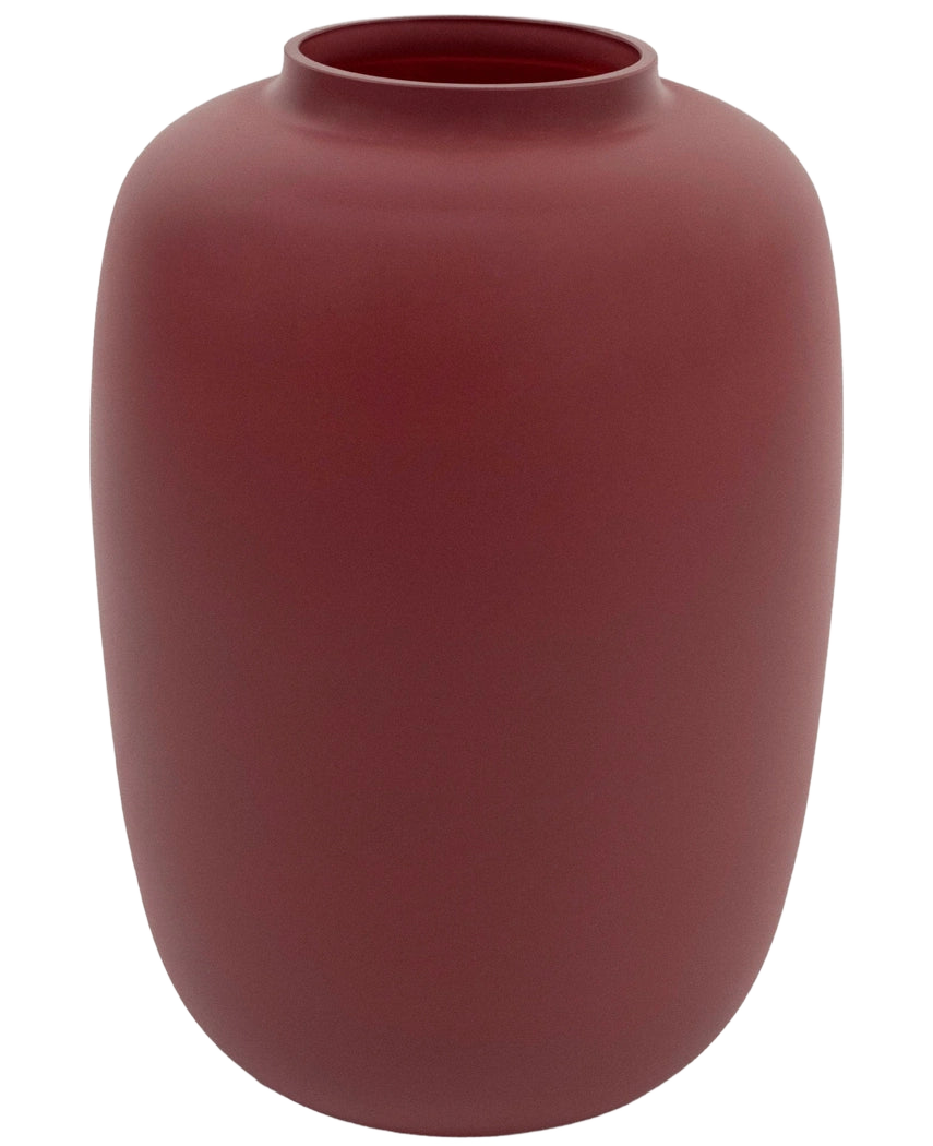Le Vase Artic Pink Ø21 x H29 cm est un vase simple en céramique marron avec une finition mate, une forme ronde large et une ouverture étroite au sommet.