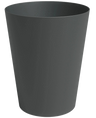 Une jardinière Porto cylindrique unie, gris foncé, Ø30 cm x H40 cm, avec un dessus légèrement plus large, sur un fond blanc.