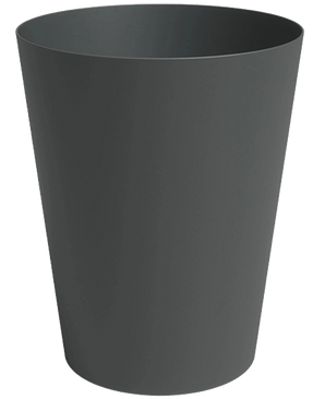 Une jardinière Porto cylindrique unie, gris foncé, Ø30 cm x H40 cm, avec un dessus légèrement plus large, sur un fond blanc.