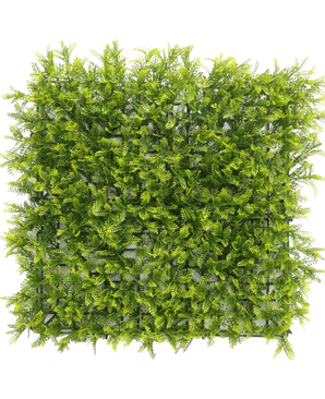 La Haie Artificielle Tige Verte 50x50 cm UV est un panneau carré de verdure artificielle dense avec de petites feuilles texturées rapprochées pour un aspect luxuriant, parfait pour un décor vibrant sur n'importe quel fond.