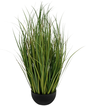 Gazon artificiel Dogtail oignon Grass Bran 80 cm, ignifuge, dans un petit pot noir.