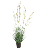 Le gazon artificiel de blé 90 cm ignifuge, avec ses fines feuilles vertes et ses longues pointes de fleurs jaunâtres, se détache magnifiquement sur un fond blanc - idéal parmi les plantes artificielles pour la maison et le jardin.