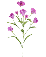 Une seule branche de Rhododendron Azalée Artificielle Real Touch Violet 80 cm avec plusieurs branches présente de délicates fleurs et bourgeons rose pourpre sur un fond blanc uni.